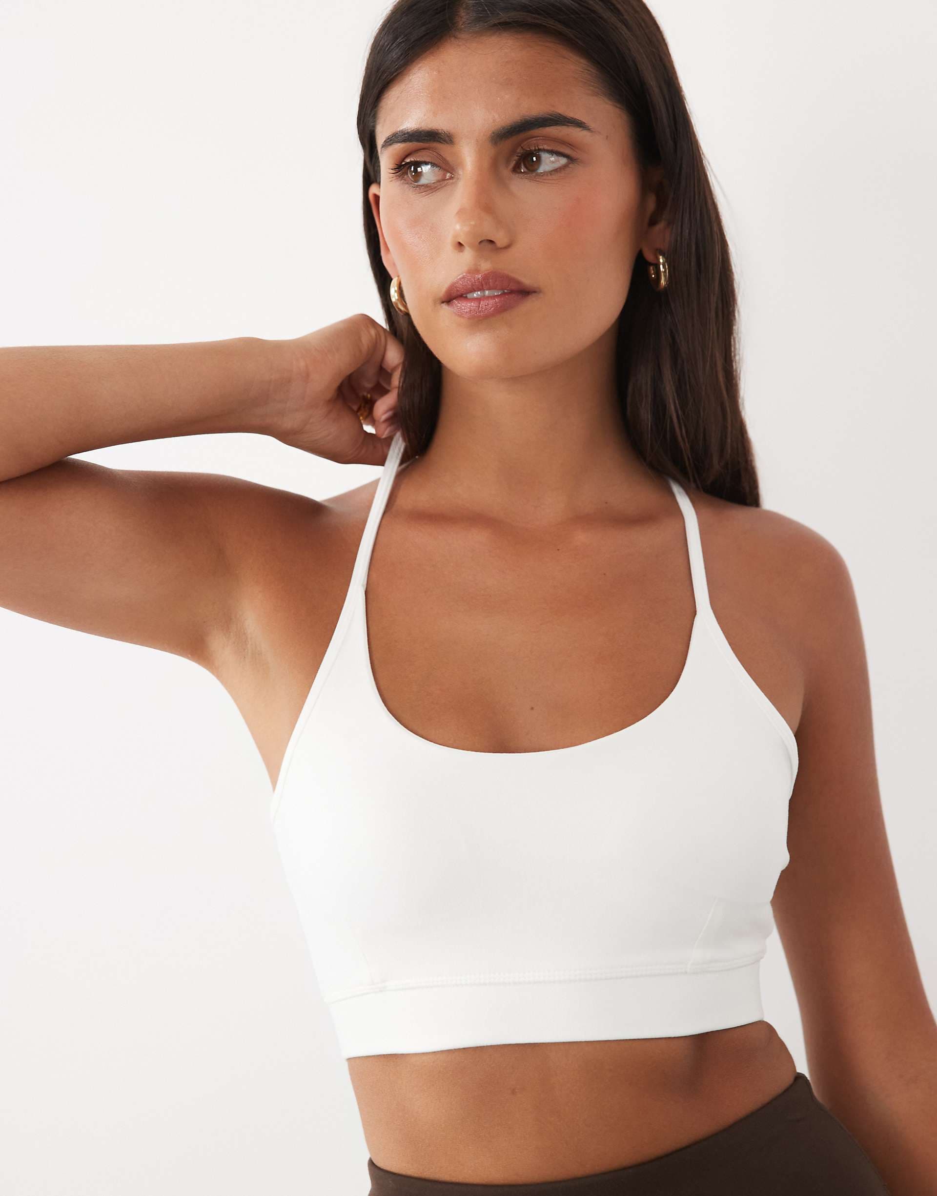 4505 Icon soft touch light support sports bra with adjustable straps in white