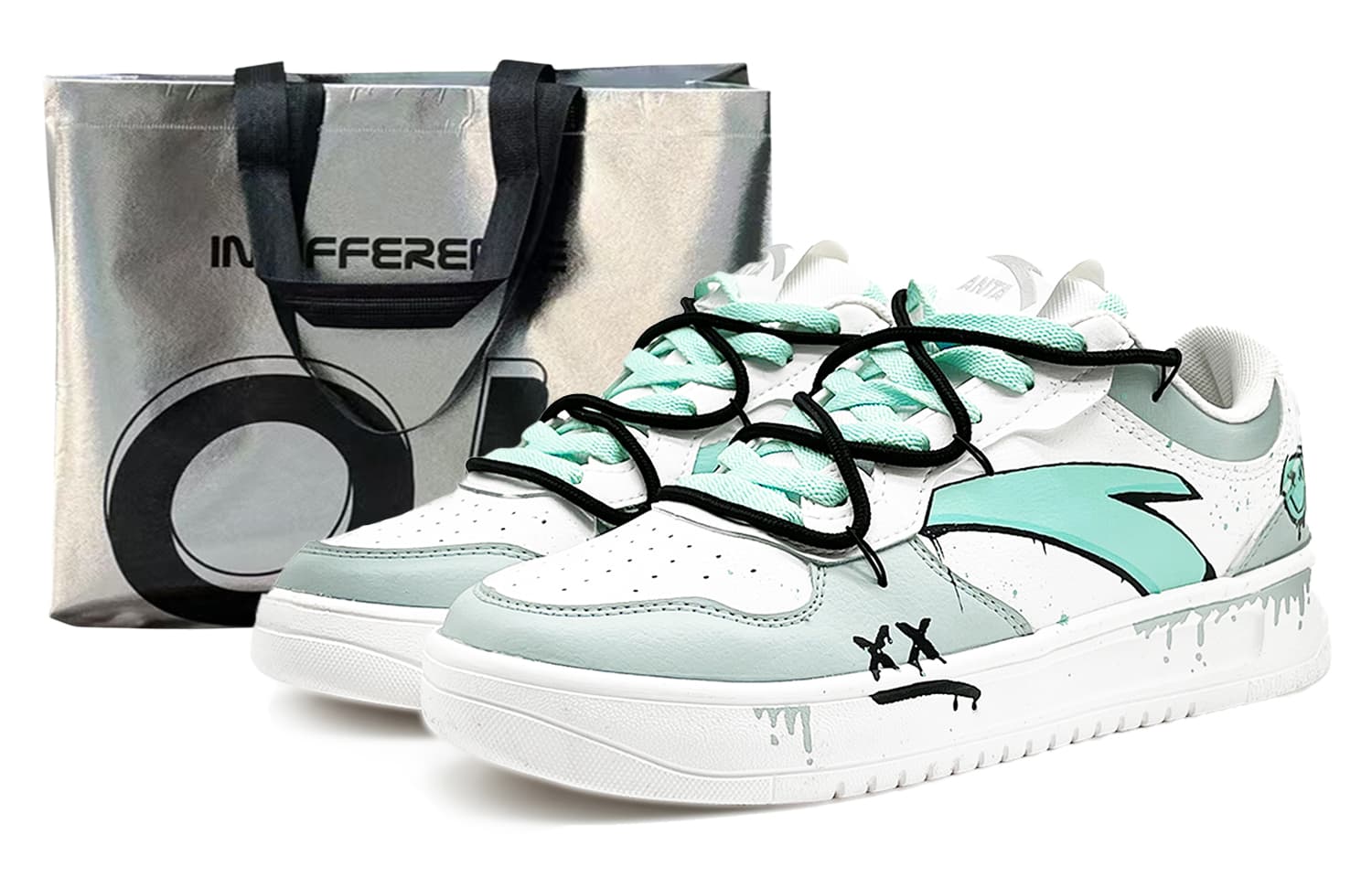 Anta Life Collection Wear-resistant And Lightweight Low-Top Skateboard Shoes Women's White Cyan