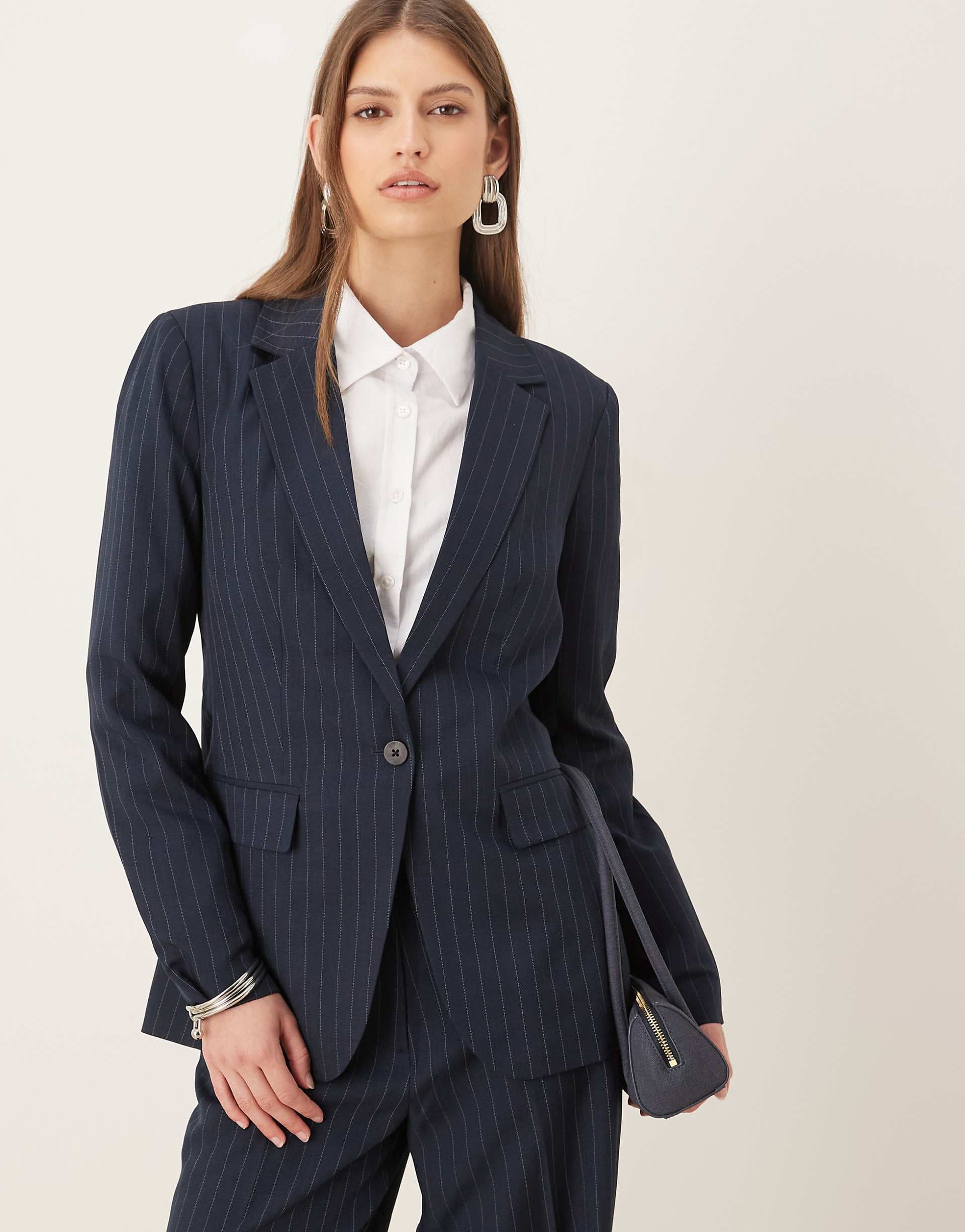 VILA tailored blazer in navy pinstripes - part of a set