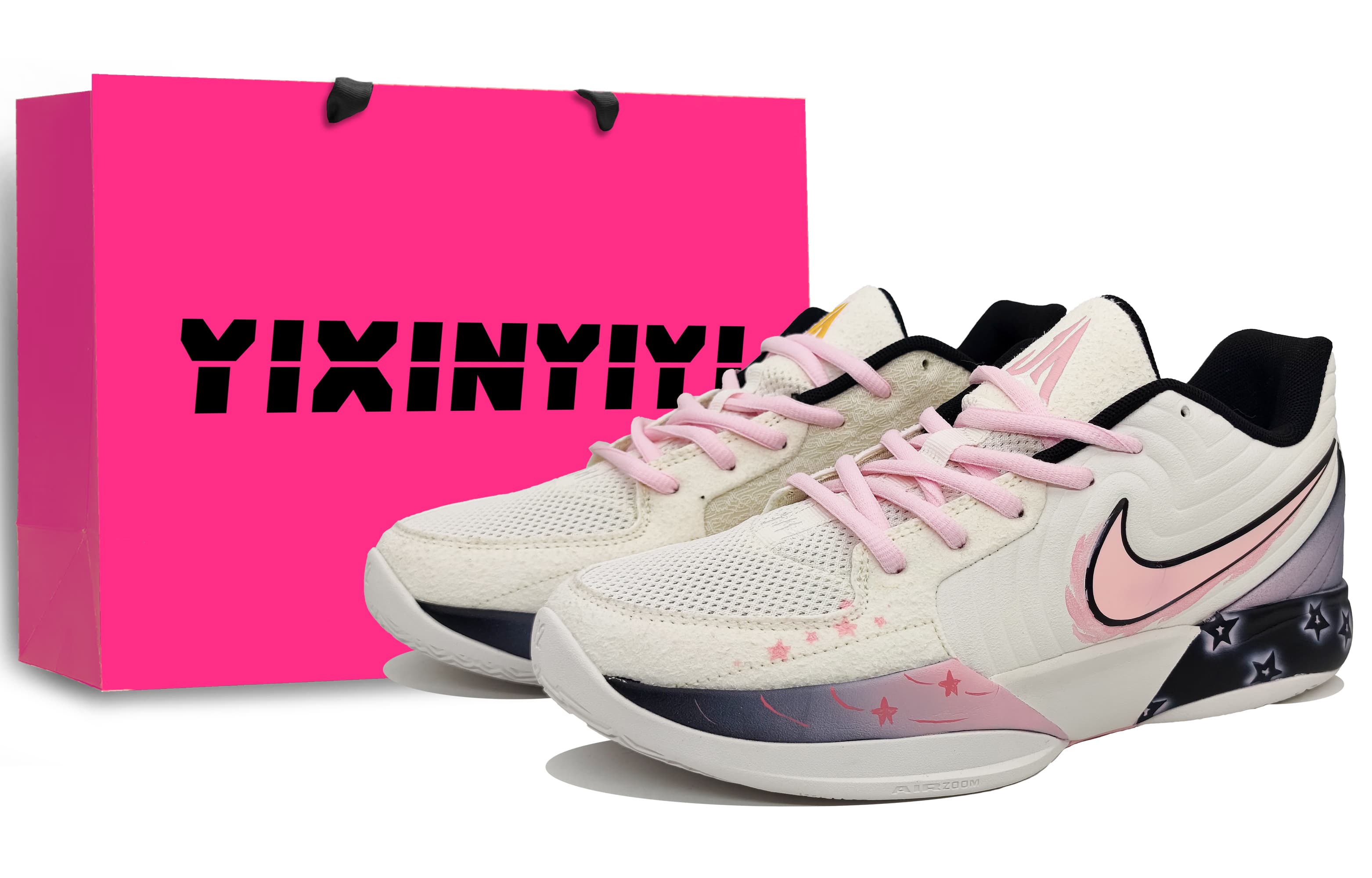 Custom SneakersNike Ja 2 Morant II Mountain Art Star Journey CNY Horse Year Auspicious Cute Energetic Gift Bag Wear-Resistant Anti-Slip Low-Top Basketball Shoes Unisex Warm Cloud Pink