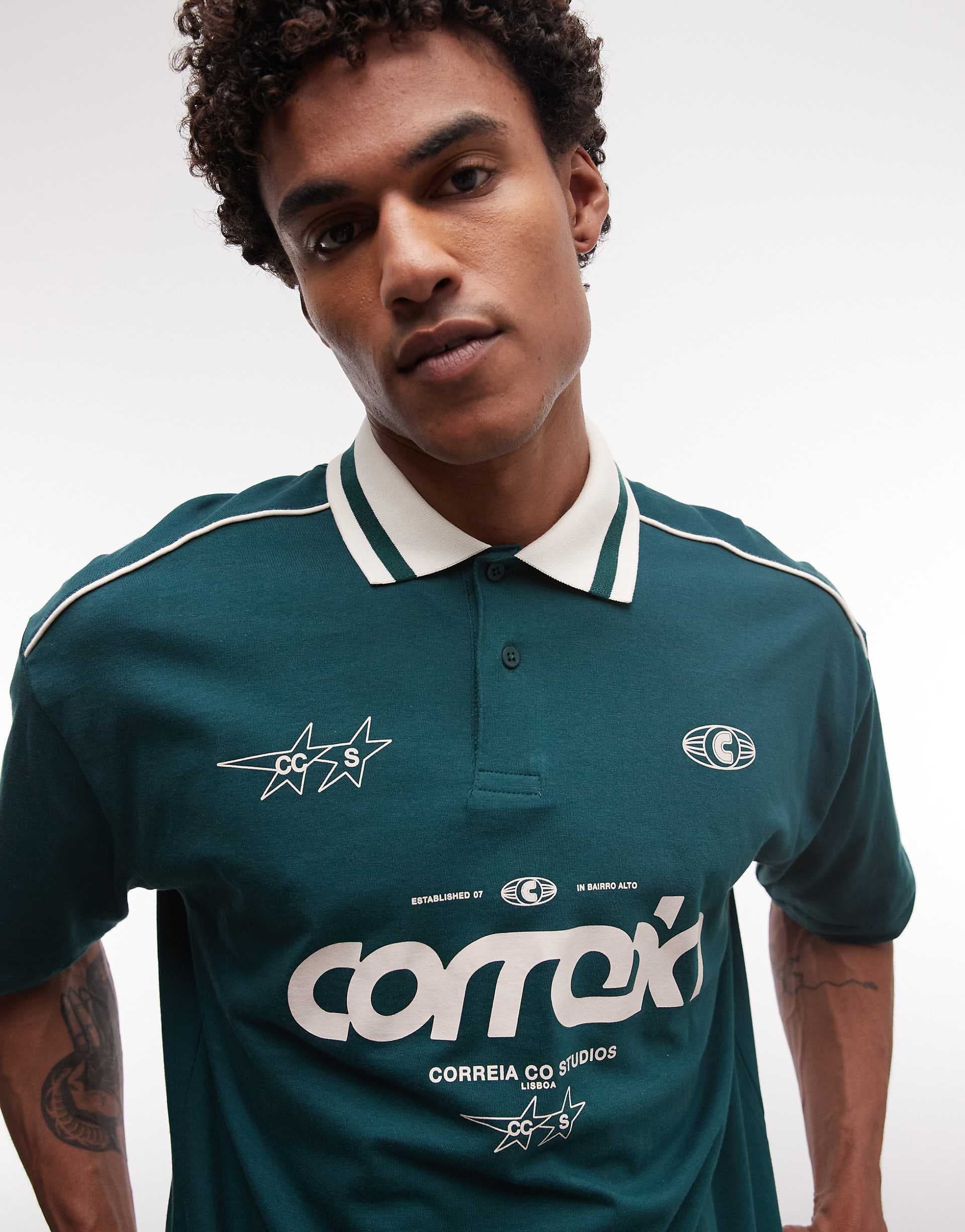 ASOS DESIGN oversized sport polo in green