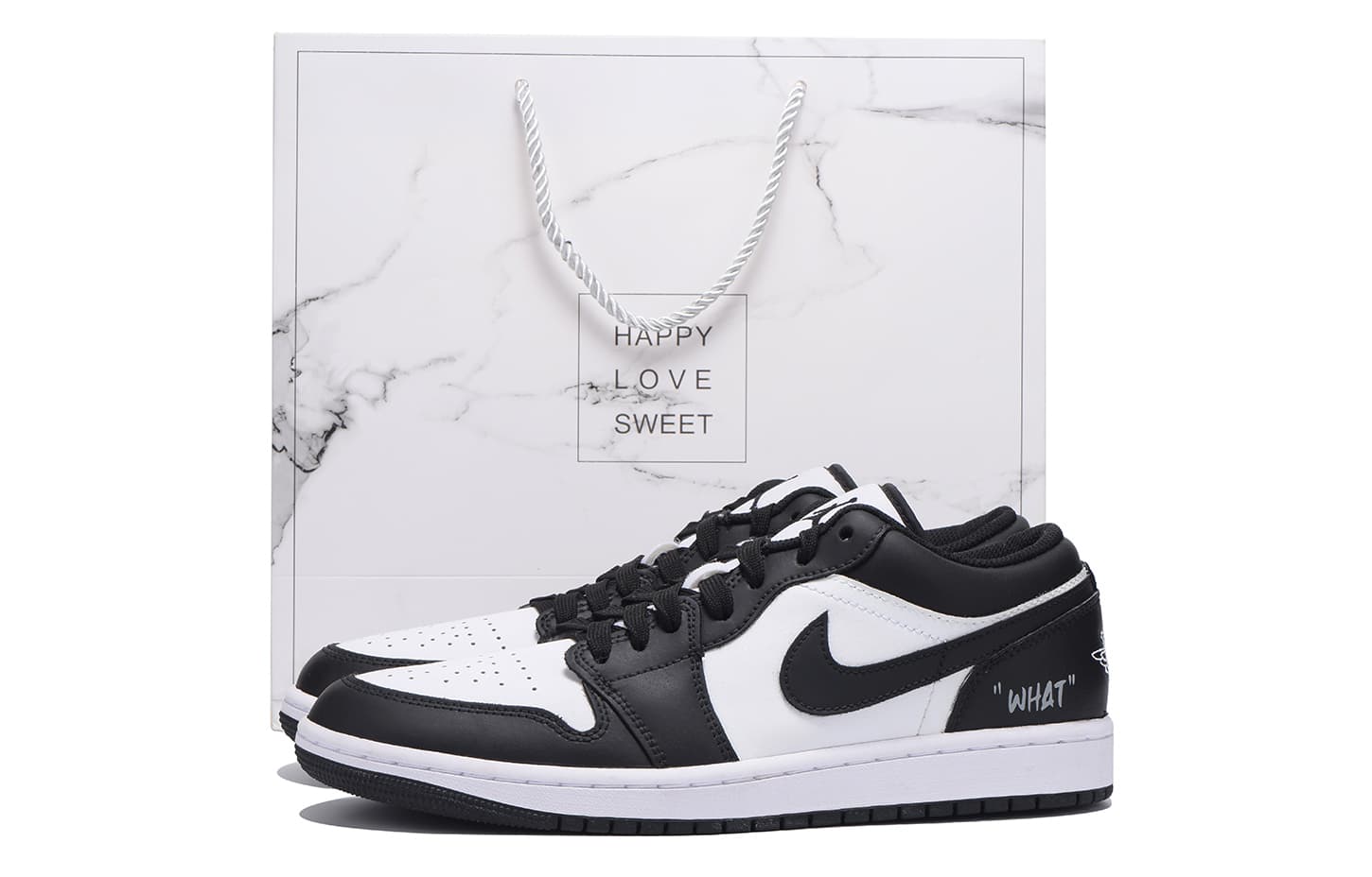 Jordan Air Jordan 1 Anti-Slip Wear-Resistant Low-Top Vintage Basketball Shoes Men's Black White