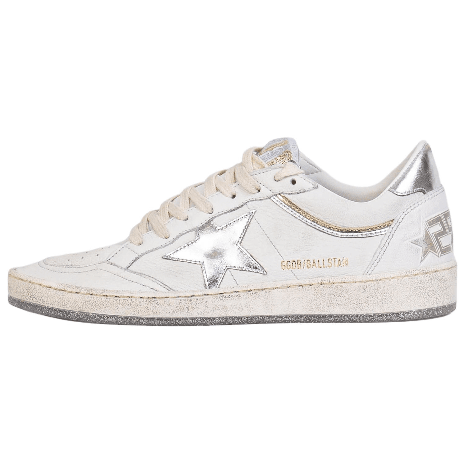 Golden Goose Leather Round Toe Lace-Up Flat Low-Top Casual Sneakers Women's White