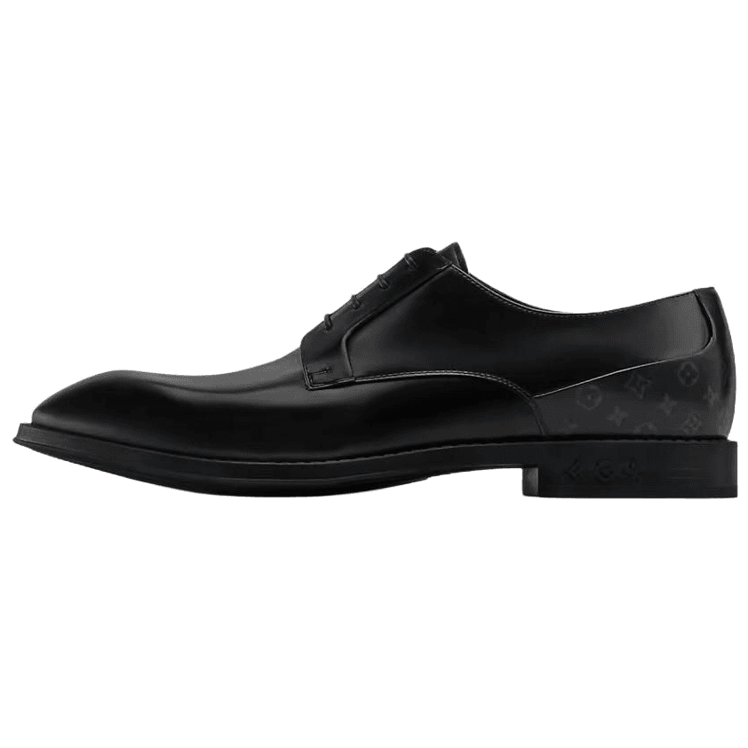 LOUIS VUITTON Kensington Calf Leather Gradual Print Dress Shoes Men's Black