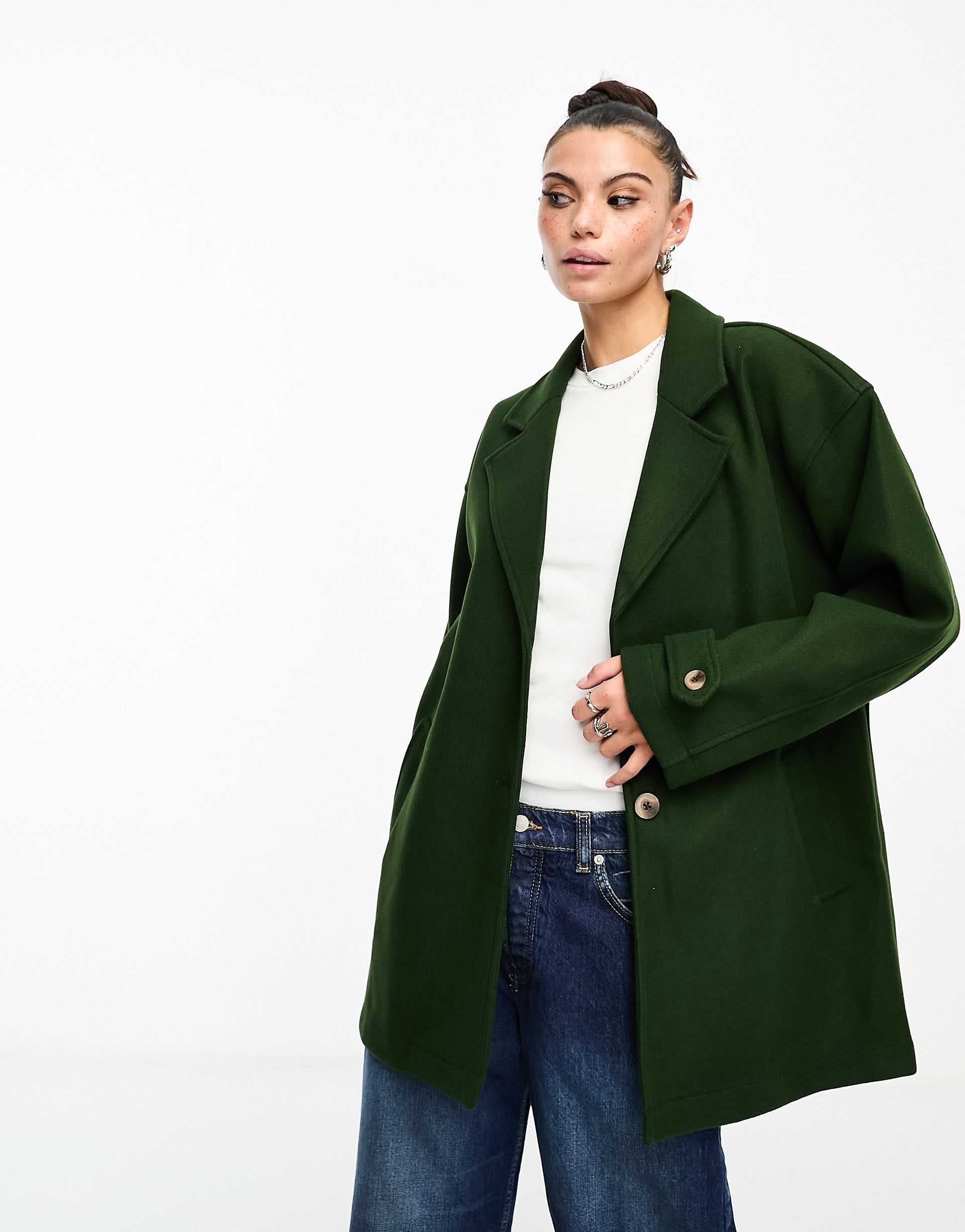Noisy May oversized slouchy blazer jacket in khaki
