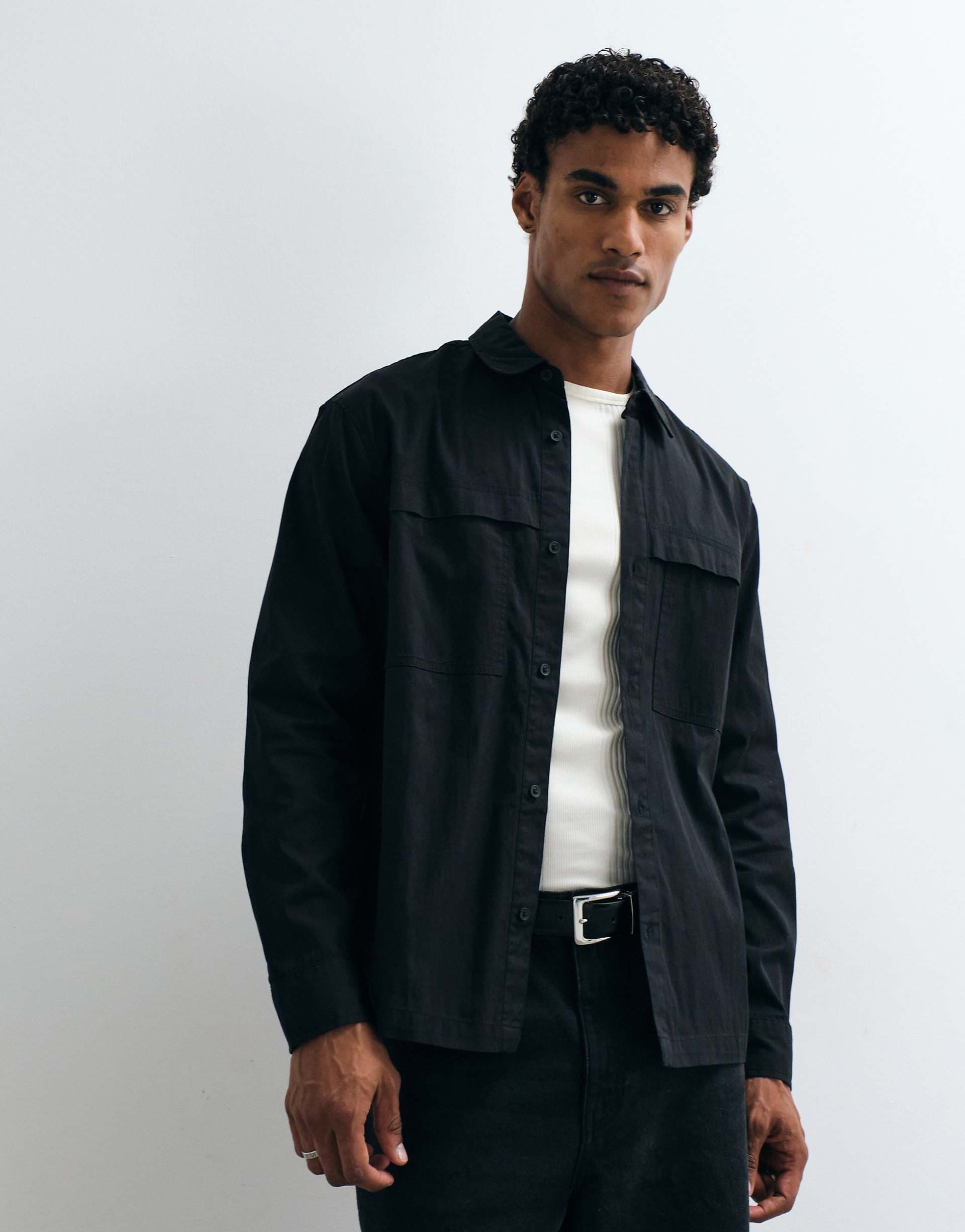 ASOS DESIGN tech overshirt in washed black
