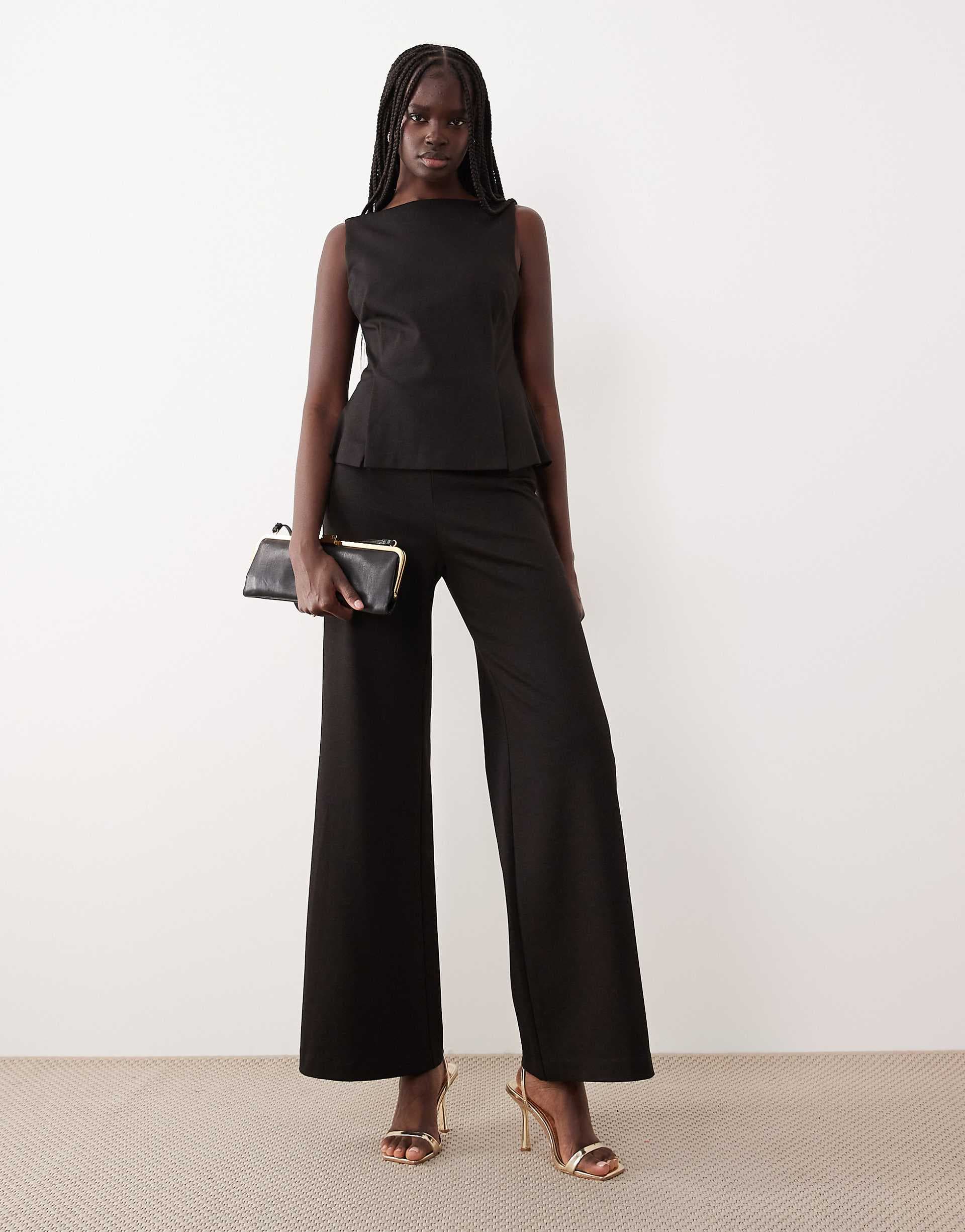 Mango sleeveless tailored jumpsuit in gray