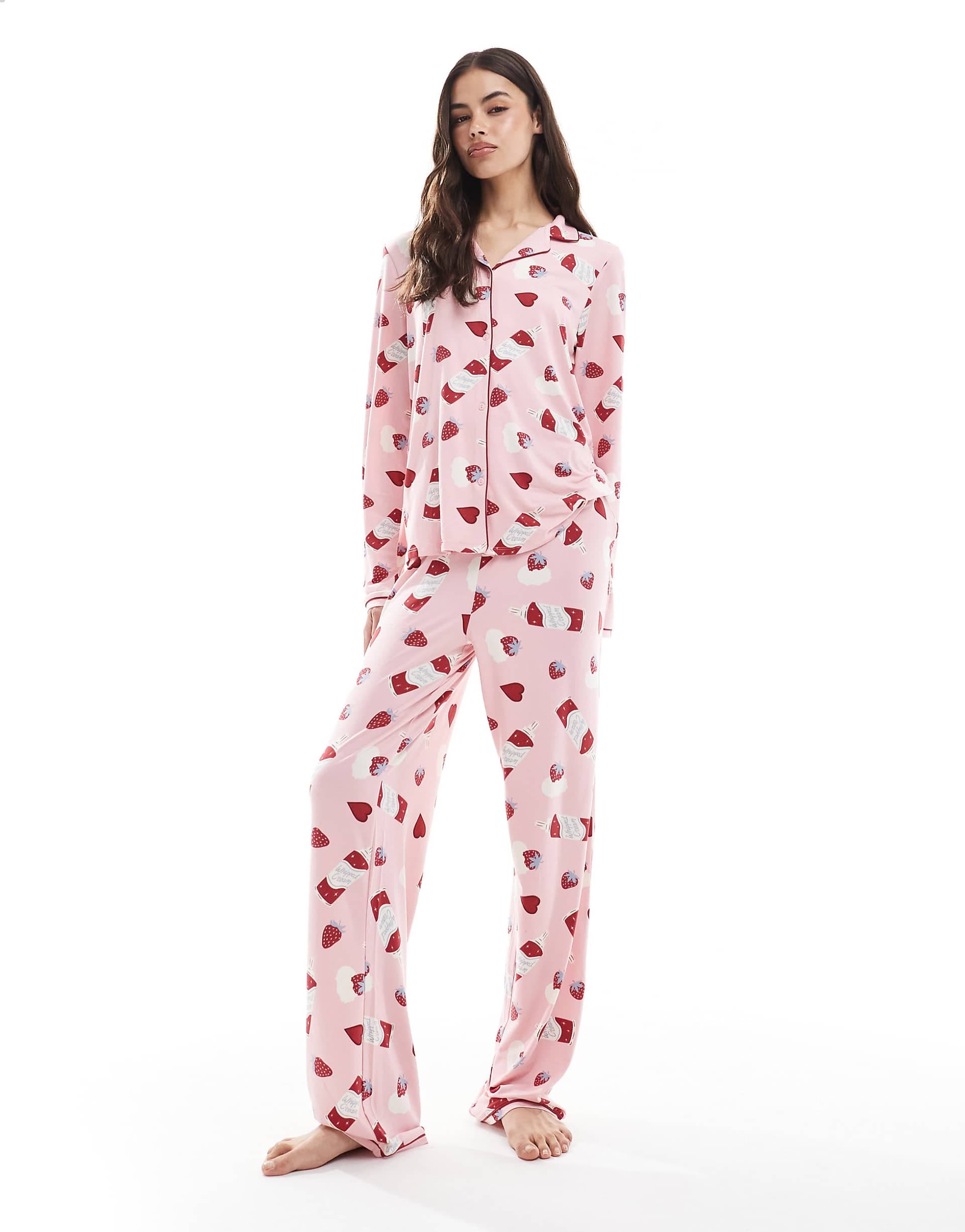 Urban Threads Tall dessert print pajama set in pink
