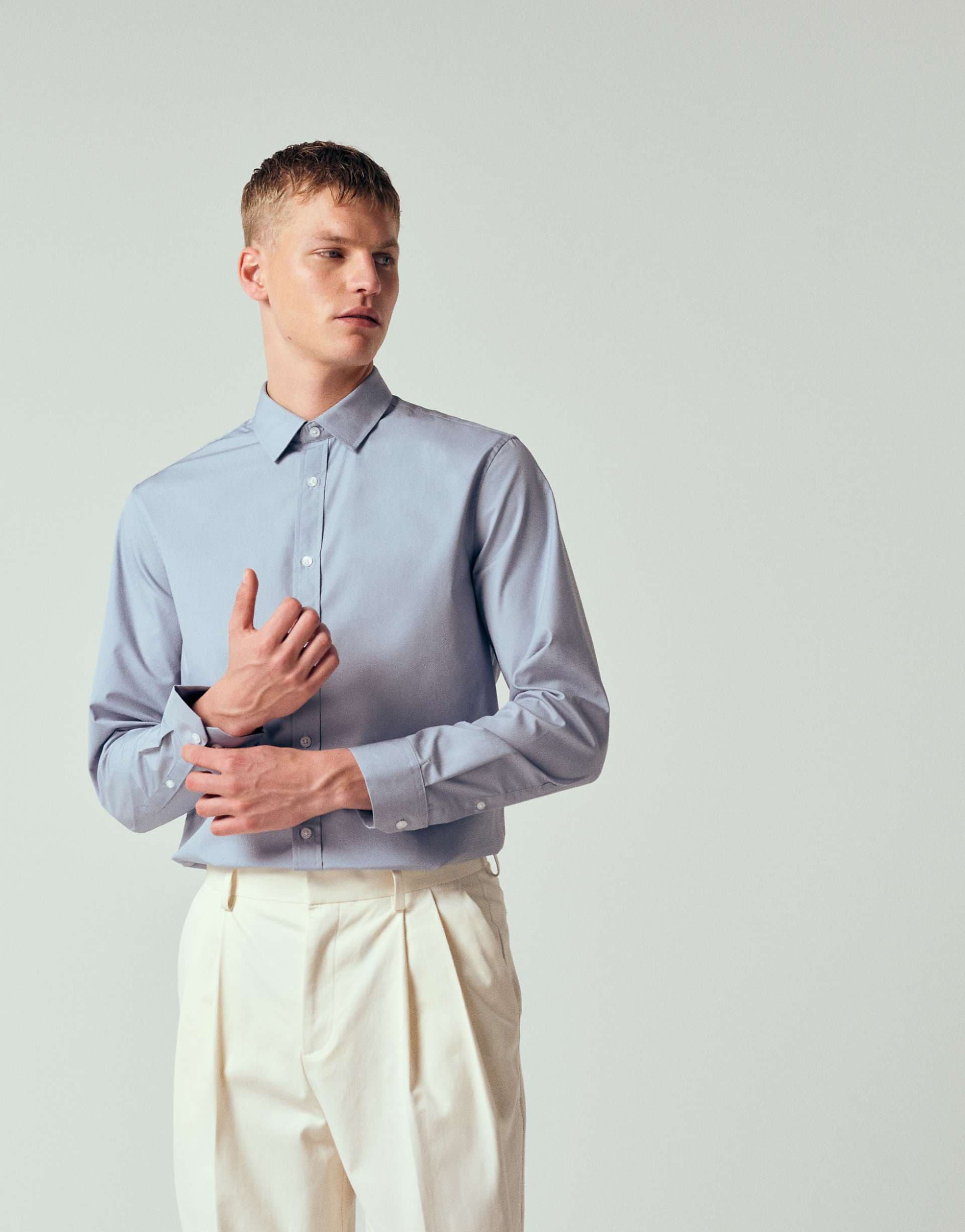 ASOS DESIGN regular fit poplin dress shirt in light blue