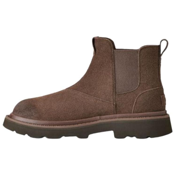 UGG Hybrid Cow Split Leather Fashion Minimalist Short-Cut Chelsea Boots Men's Dark Brown