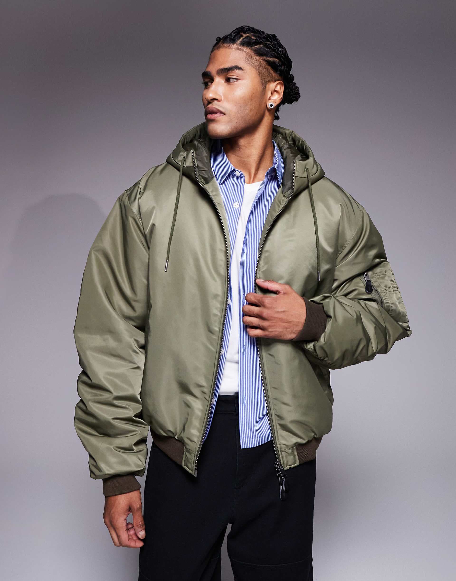 ASOS DESIGN oversized bomber jacket in green