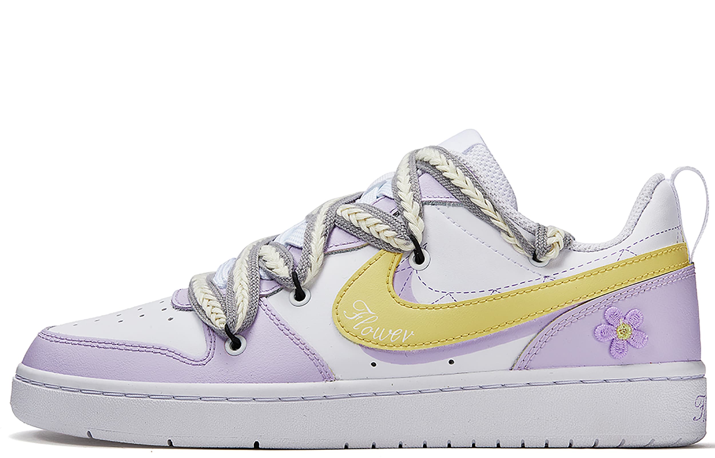 Nike Court Borough Skateboard Shoes Women's Low-Top Yellow/Purple