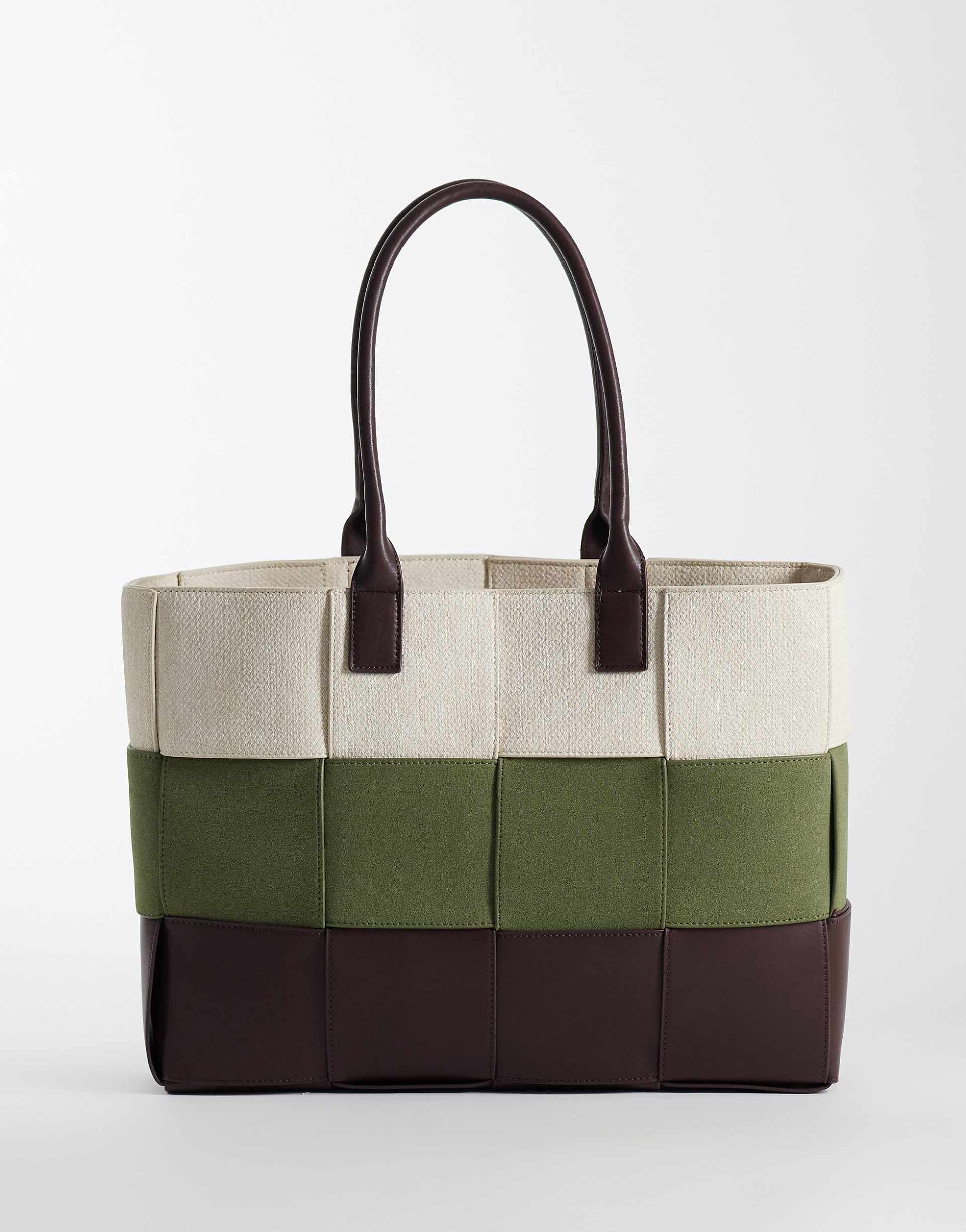 ASOS DESIGN color block weave tote bag