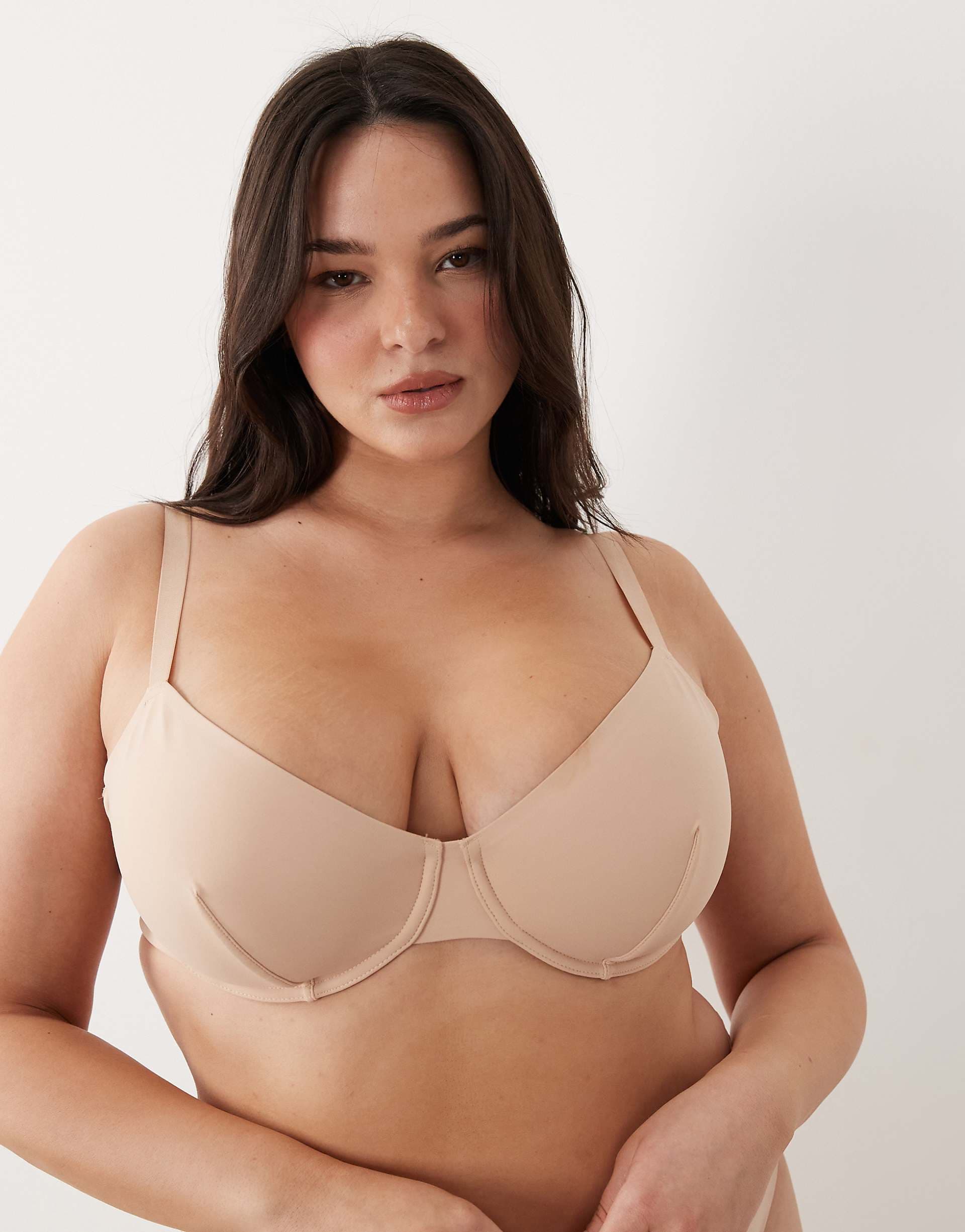 ASOS DESIGN Curve Carla smoothing underwire bra in beige