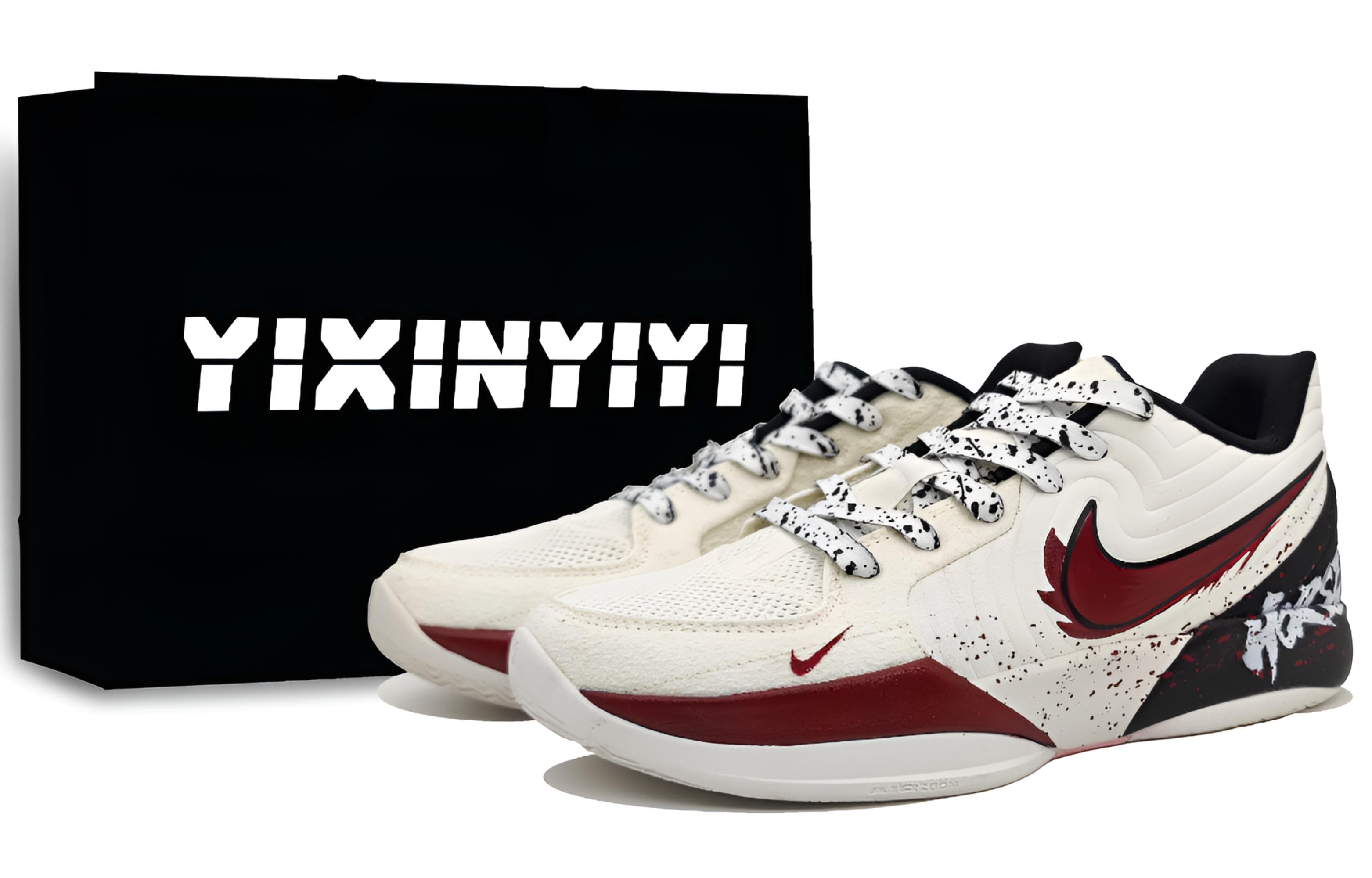 Custom Sneakers Nike Ja 2 'Mountain Top Art' Night Fire Rhapsody CNY Year of the Horse Auspicious Splatter Cool Trendy Gift Bag Wear-Resistant Anti-Slip Low-Top Basketball Shoes Unisex Mane Red