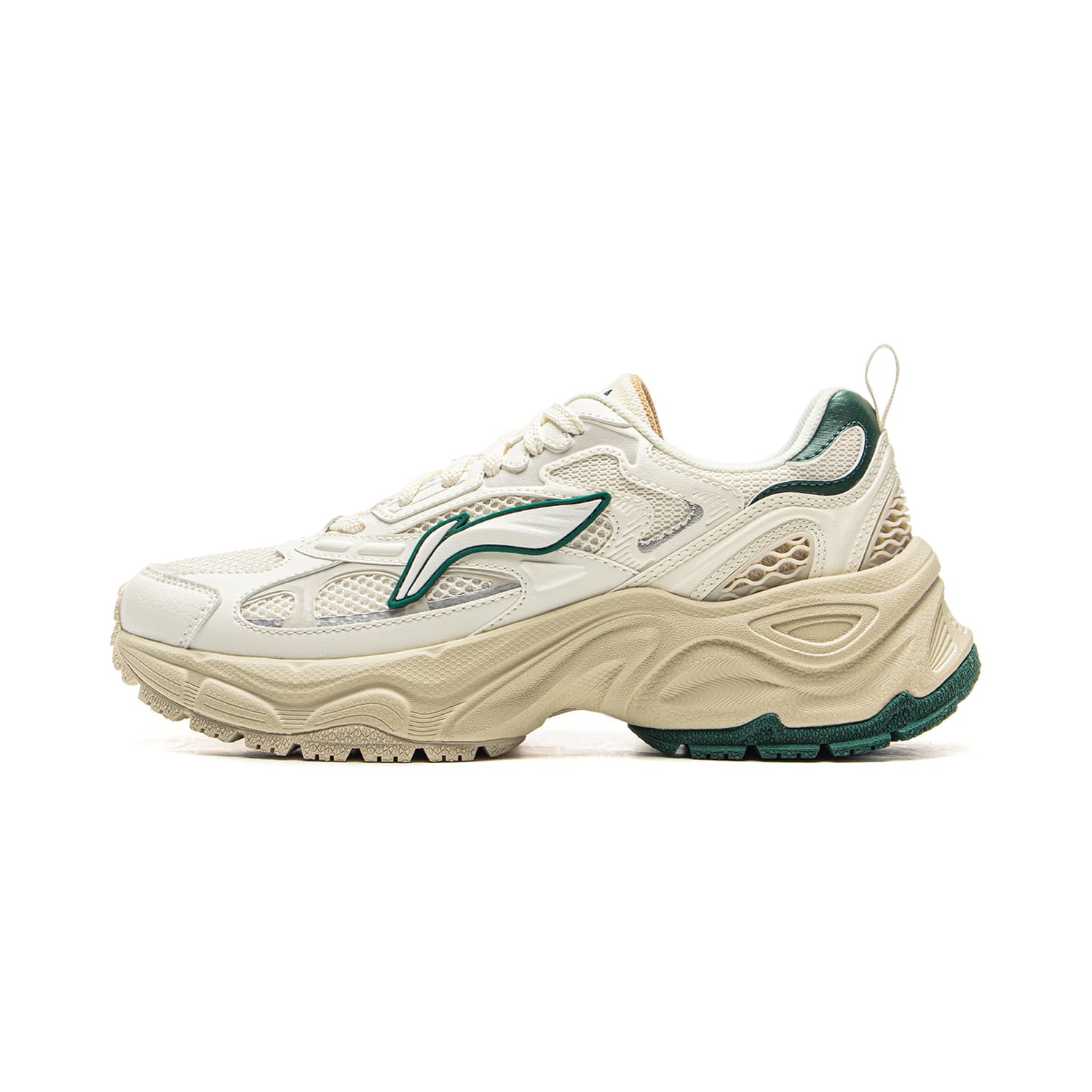 LiNing Star Ring Slip Resistant, Abrasion Resistant, Breathable Low Top Casual Shoes Women's White Green