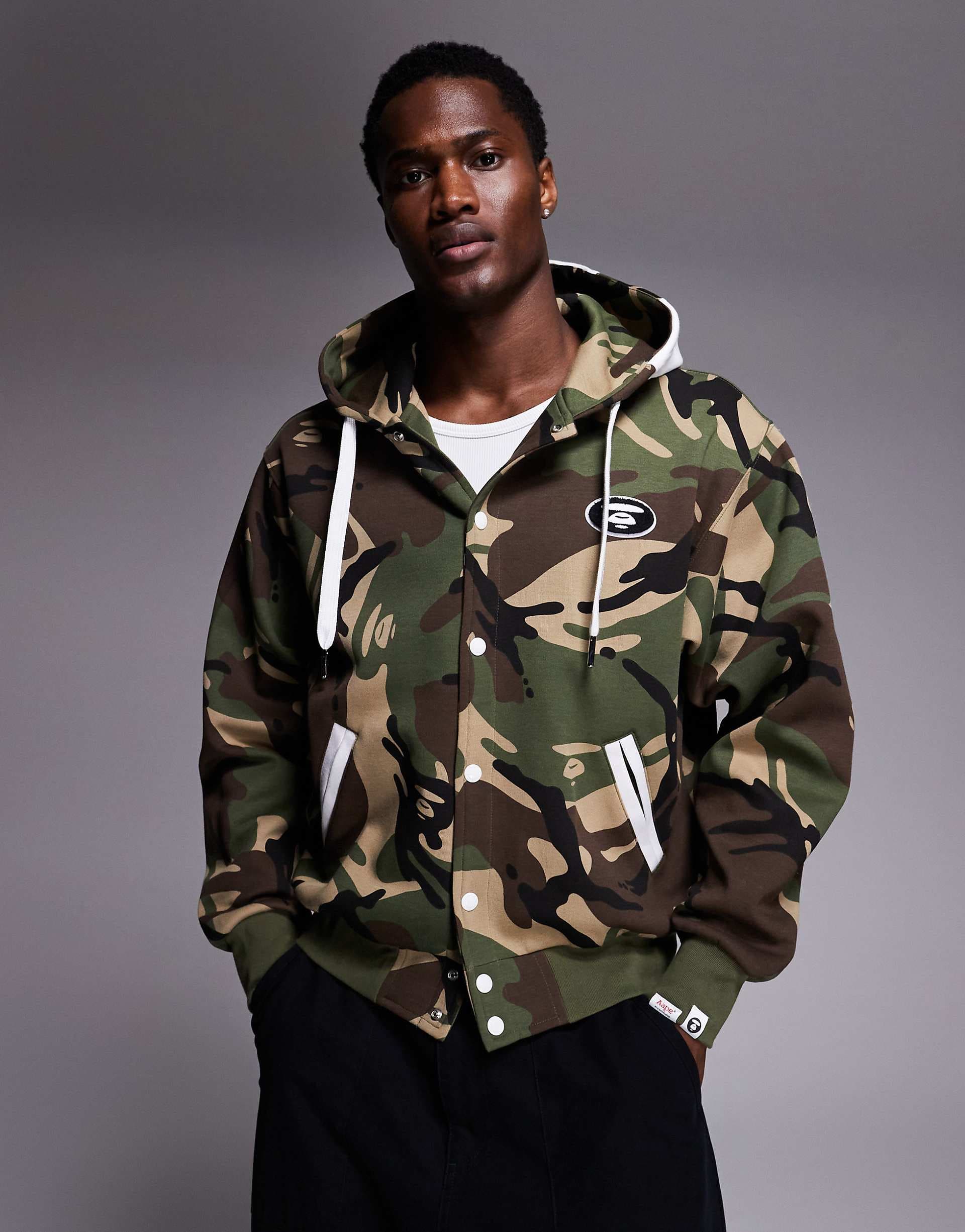 Aape by A Bathing Ape button up hoodie in all over camo print