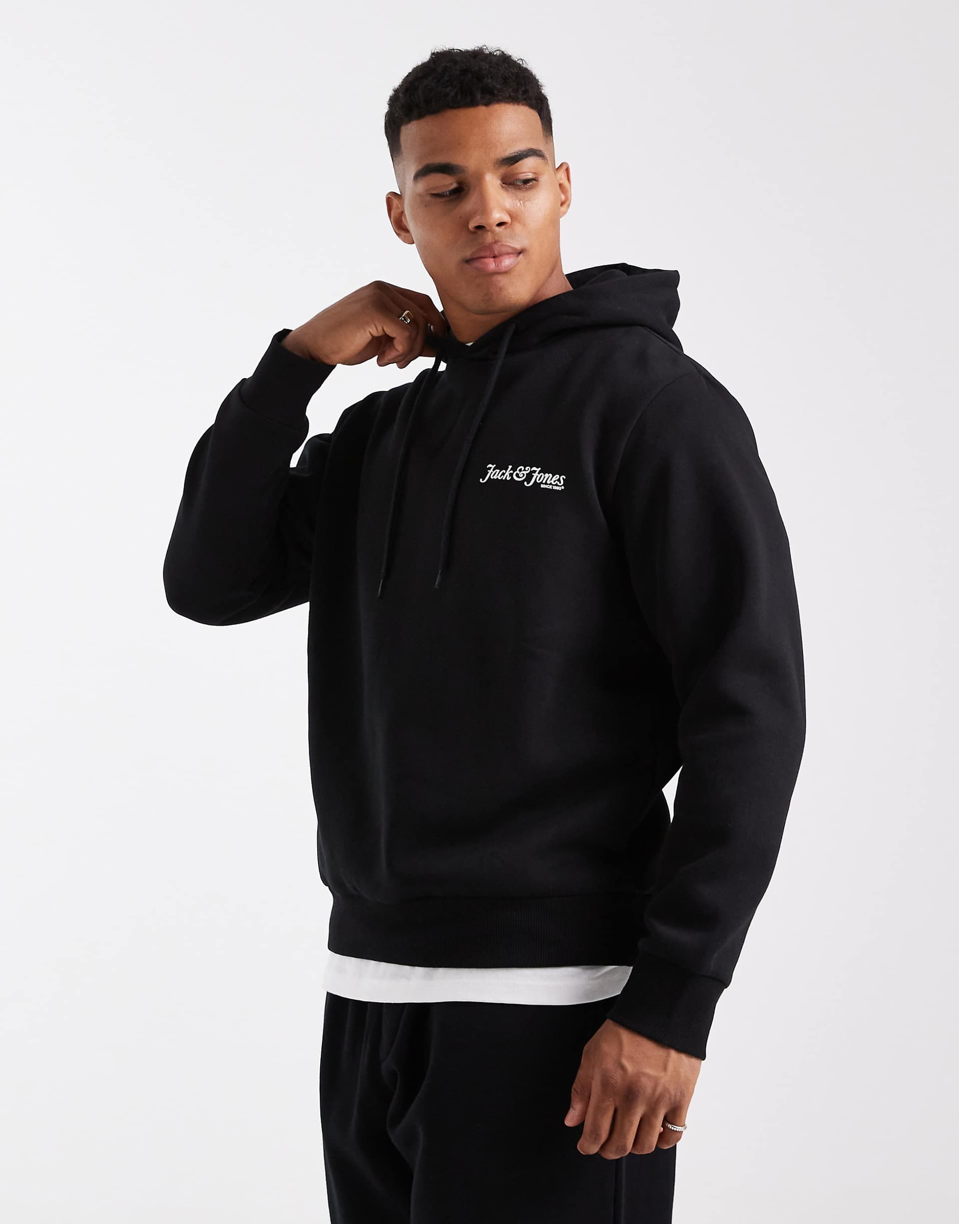 Jack & Jones logo hoodie in black