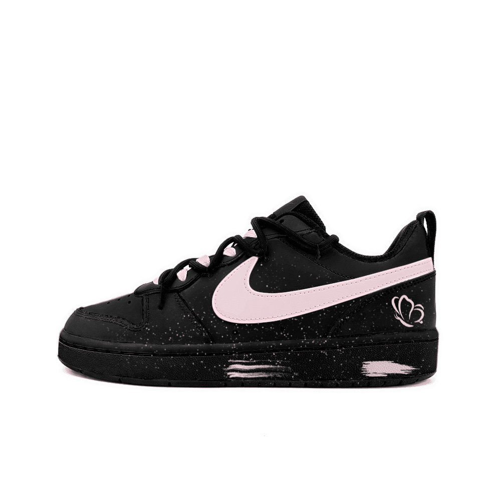 Nike Court Borough Non-slip Lightweight Low-Top Skateboard Shoes GS Black Pink