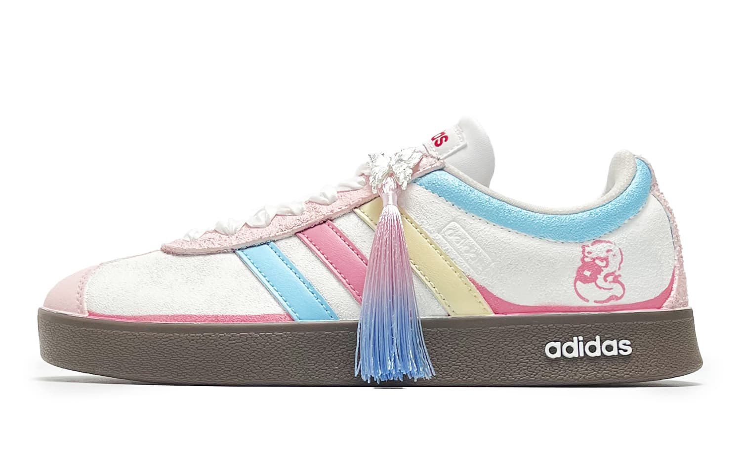 Custom Sneakers adidas Vl Court Classic High Street Outdoor High-End Cute Snake Brings Fortune Year of the Snake Series CNY Cute Adorable Retro Slip-Resistant Wear-Resistant Low-Top Skate Shoes Unisex Pink