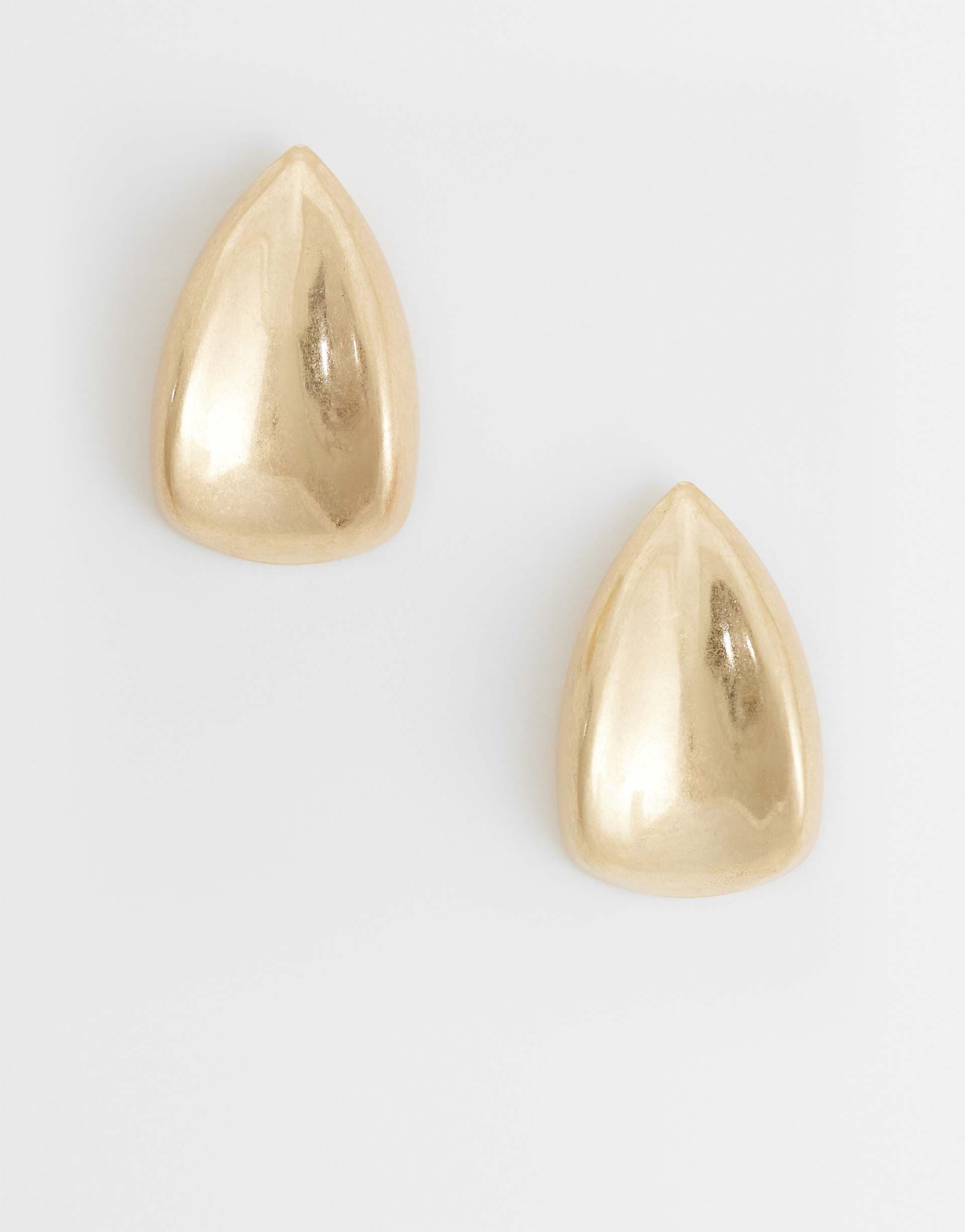ASOS DESIGN large stud earrings in teardrop shape in brushed gold tone
