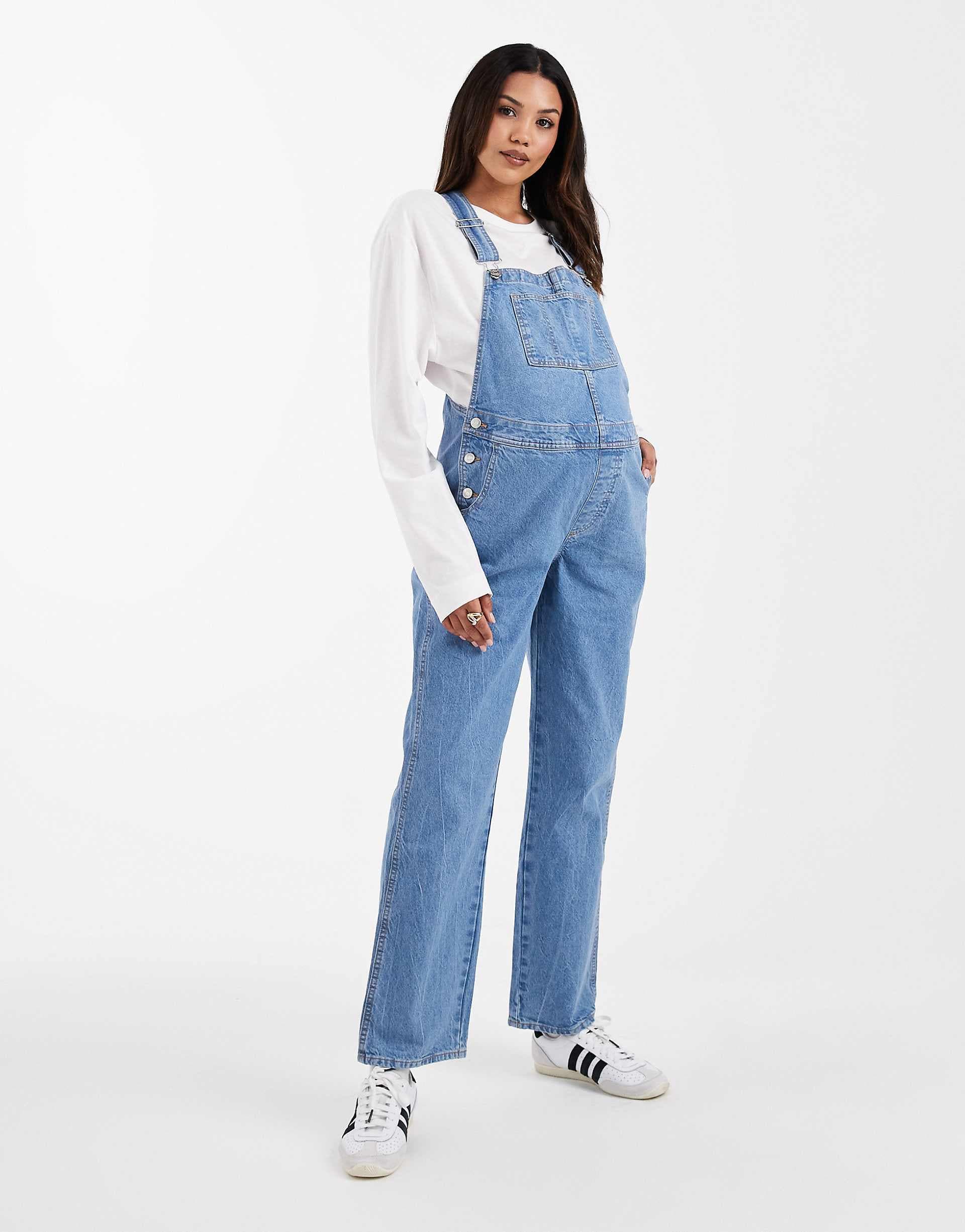 ASOS DESIGN Maternity overalls in mid blue