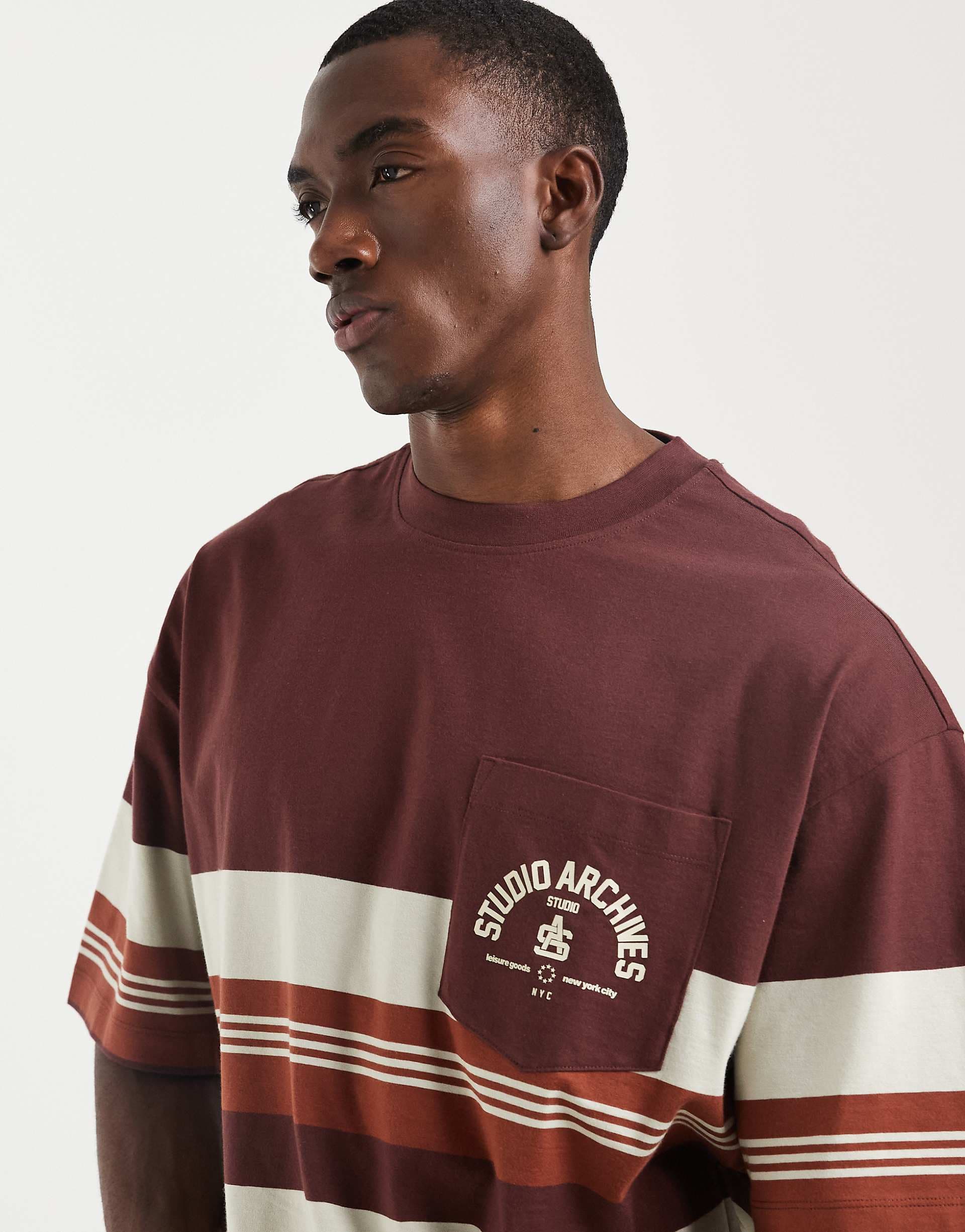 ASOS DESIGN oversized T-shirt in red stripe