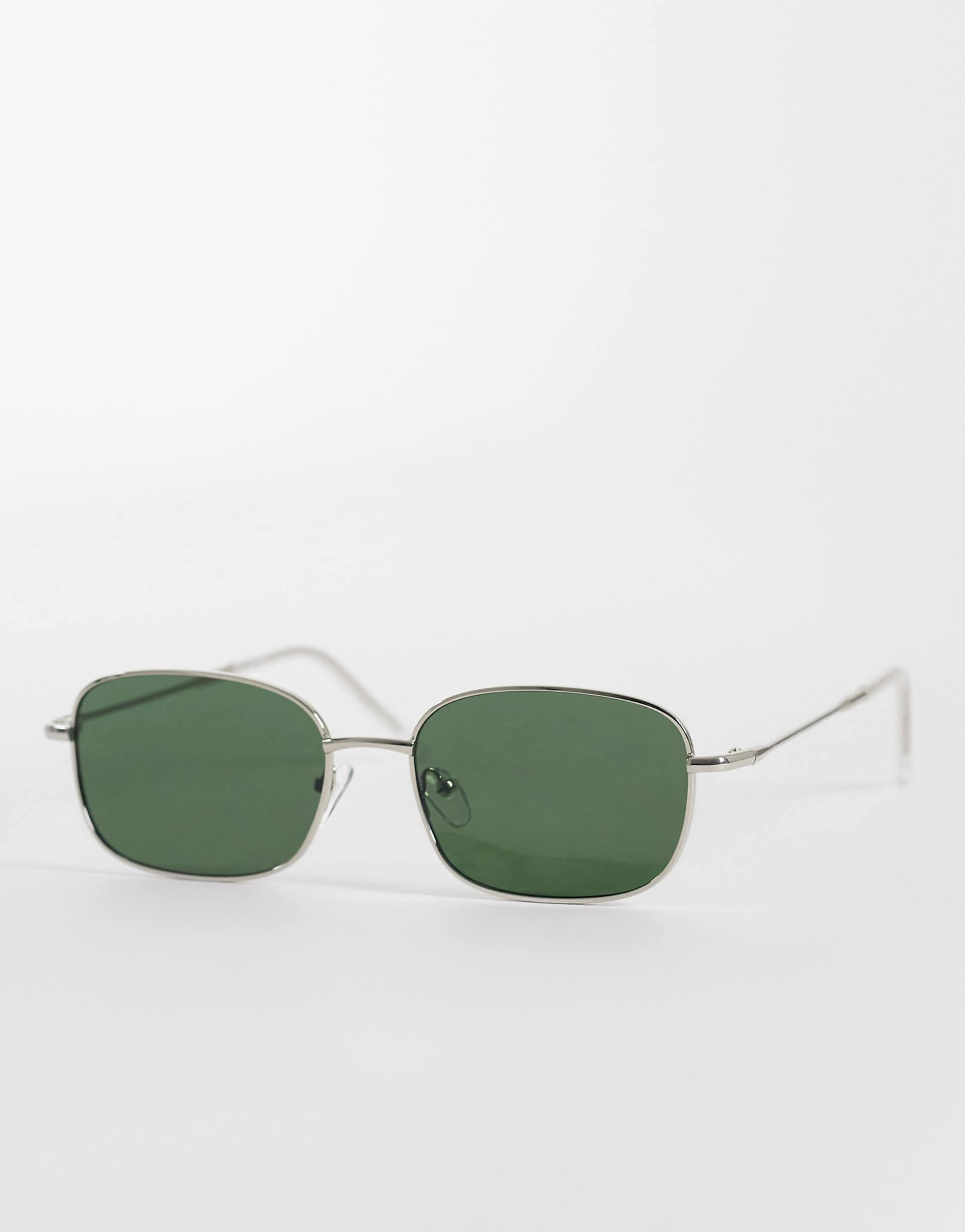 ASOS DESIGN metal square sunglasses with G15 lens in silver