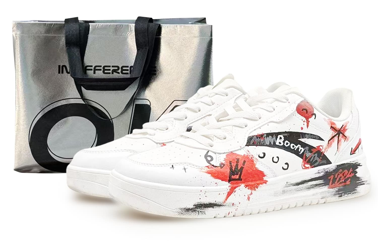 Custom SneakersAnta EIGHT% Red Crown Sparkling Passion Special Gift Bag Durable Lightweight Low-Top Skate Shoes Women's Red