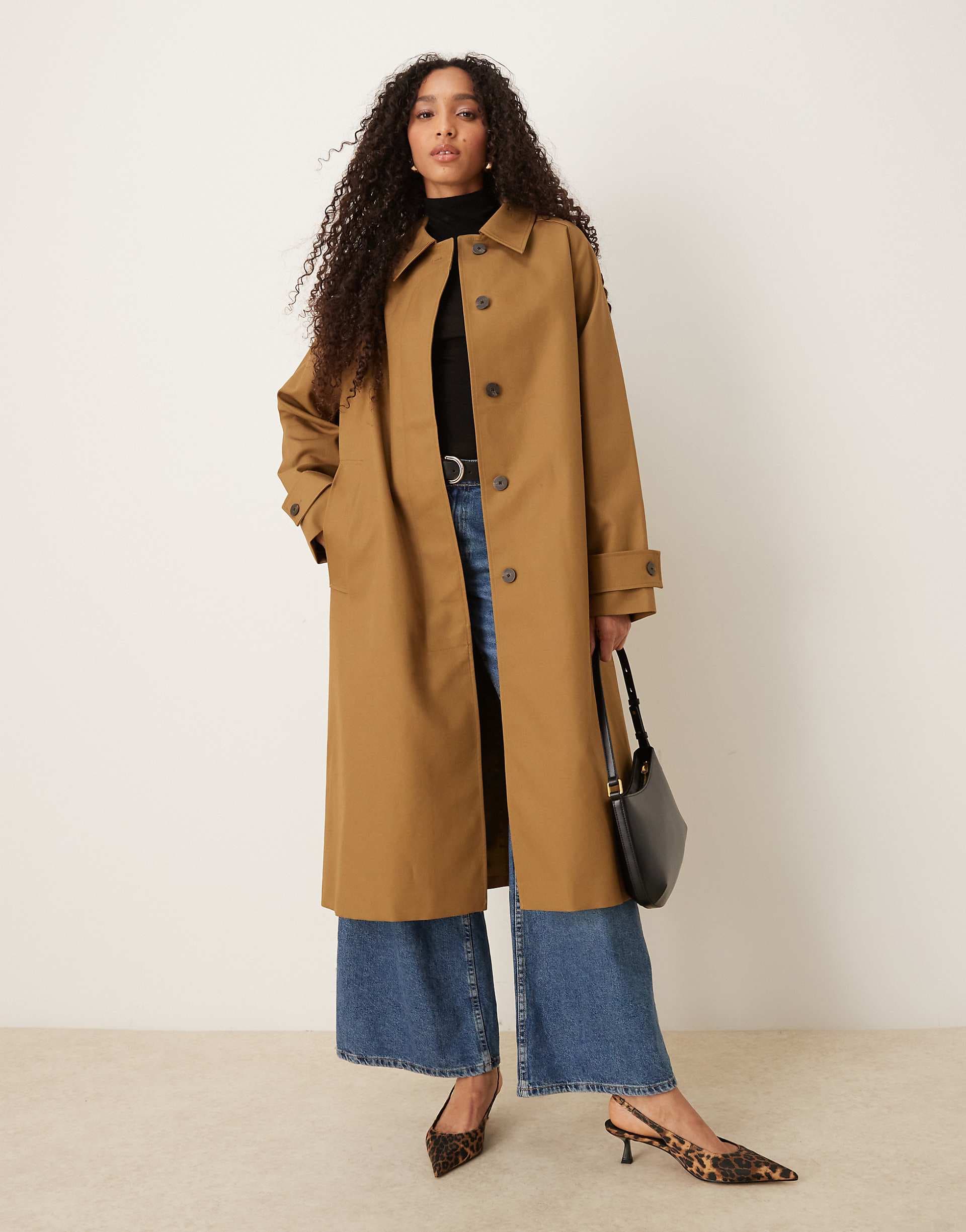 Mango Capsule 100% cotton trench coat in tan