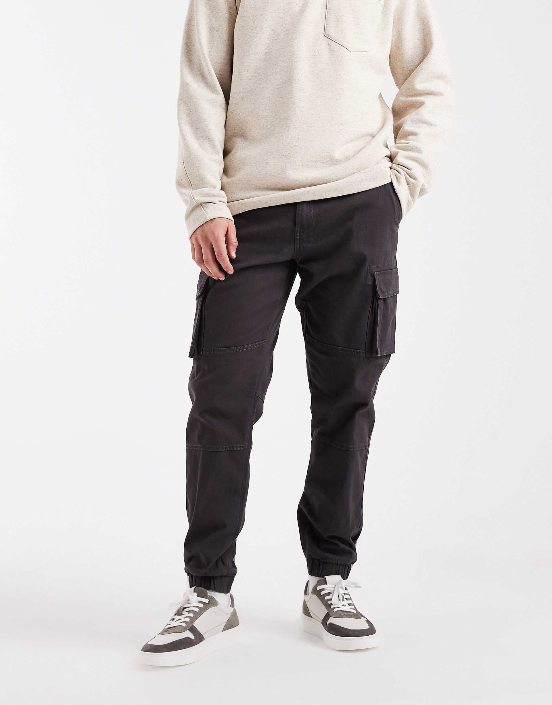 Only & Sons tapered fit cargo with cuffed bottom in gray