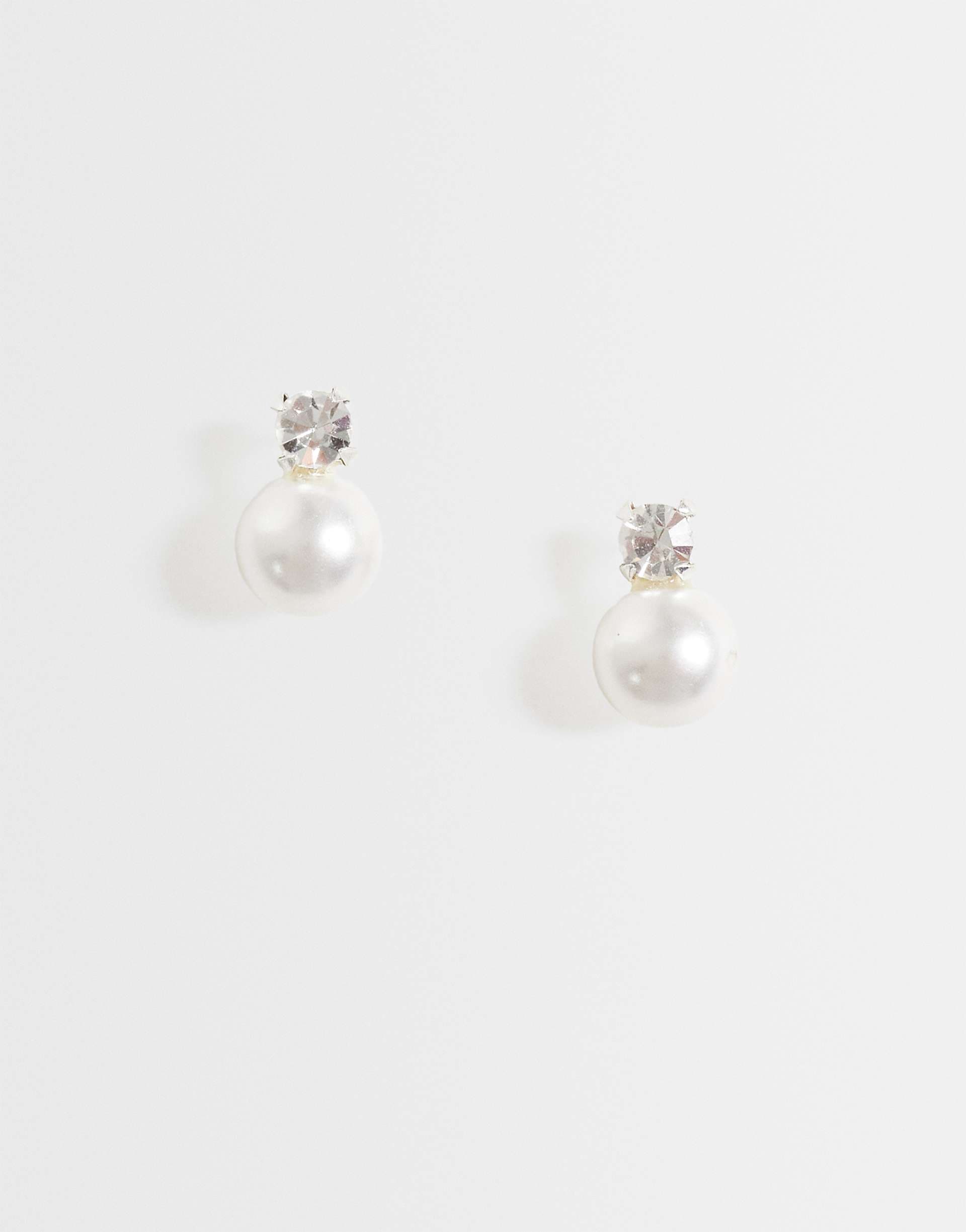 Kingsley Ryan gemset and large faux pearl drop earrings in sterling silver