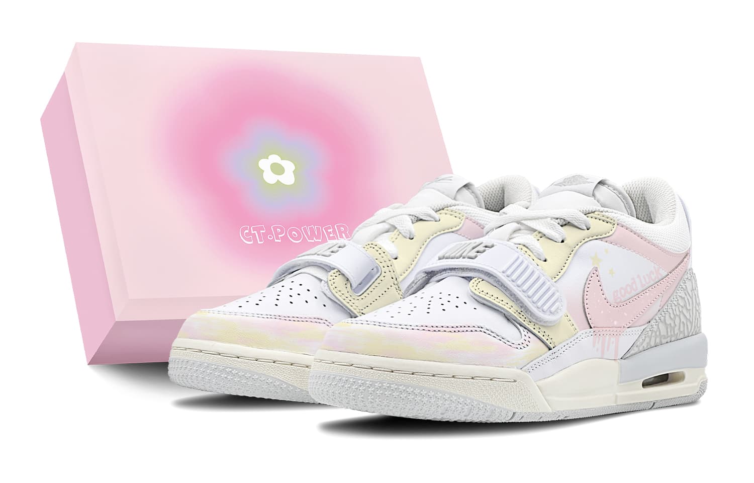 Jordan Legacy 312 Cushioning Anti-Slip And Wear-Resistant Low-Top Vintage Basketball Shoes Women's White Pink Yellow