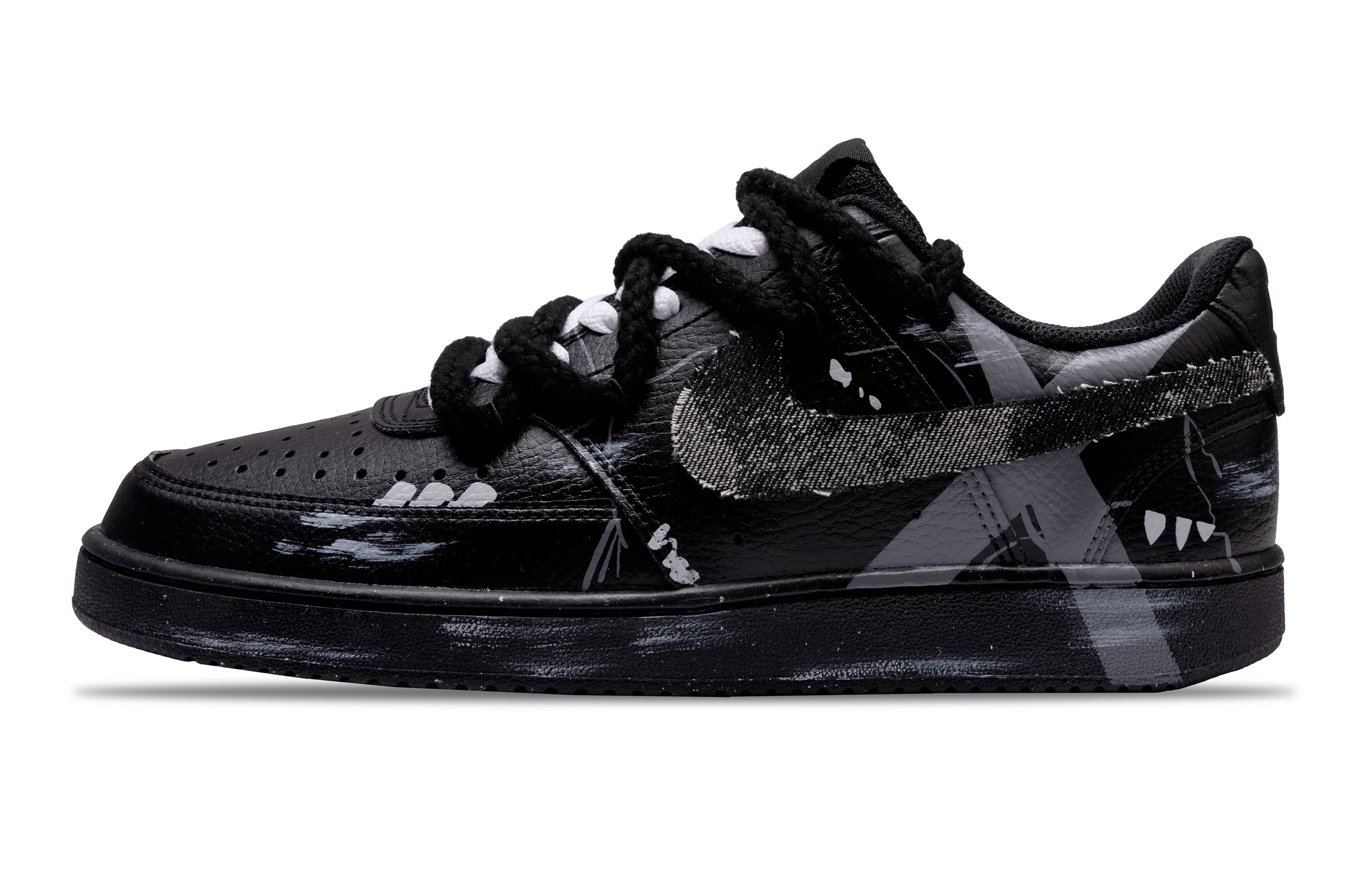 Nike Court Vision Low Skateboard Shoes Unisex Low-Top Black Gray Color