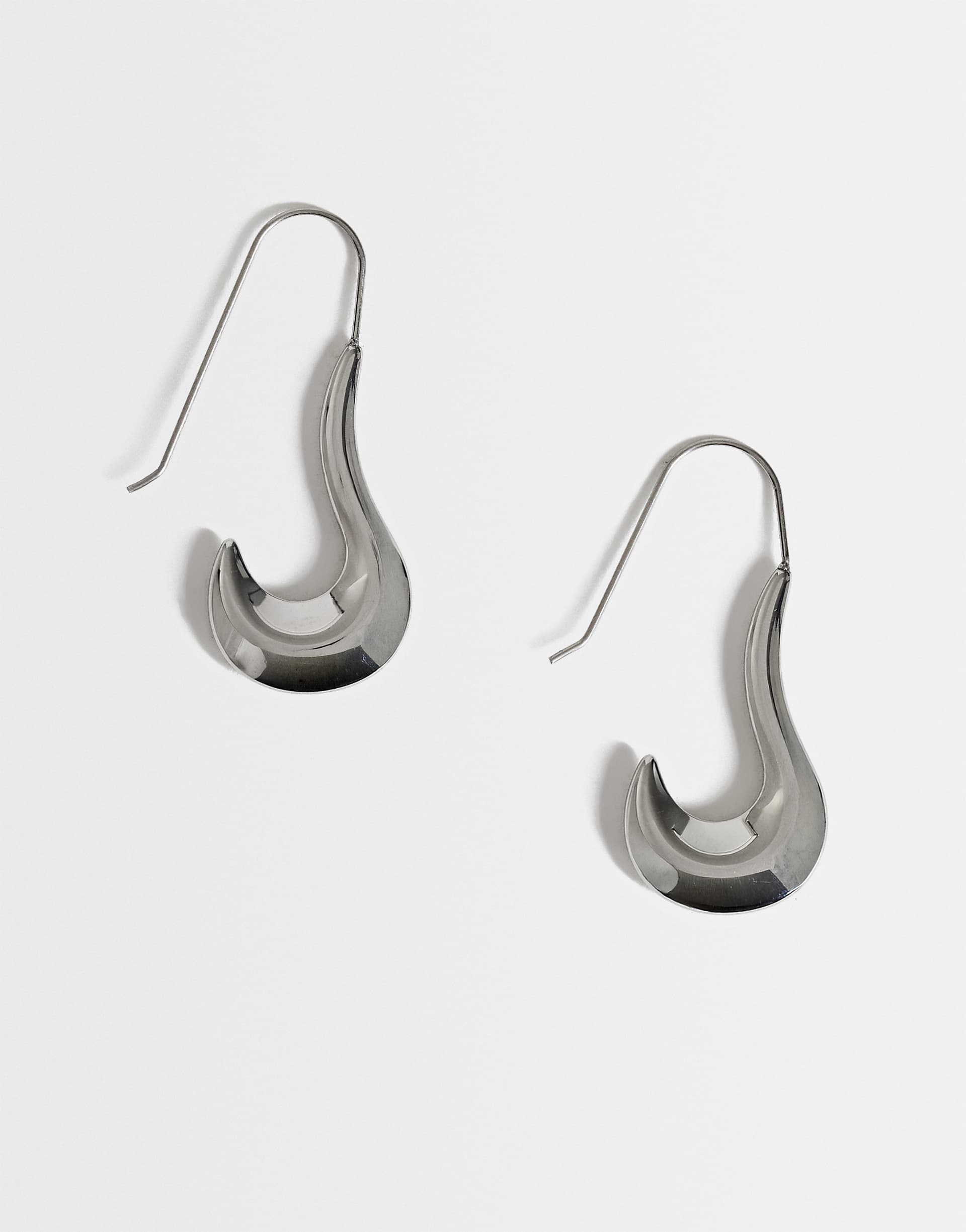 Topshop Claudia waterproof wavy drop hoop earrings in stainless silver